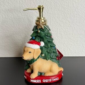 Christmas Tree Labrador Dog Dispenser Santa Hat Green Gold NEW